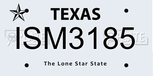 ISM3185 Texas License Plate