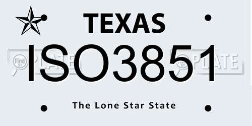 ISO3851 Texas License Plate