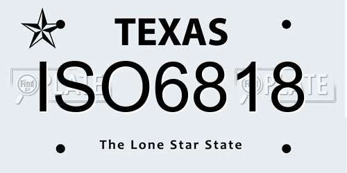 ISO6818 Texas License Plate