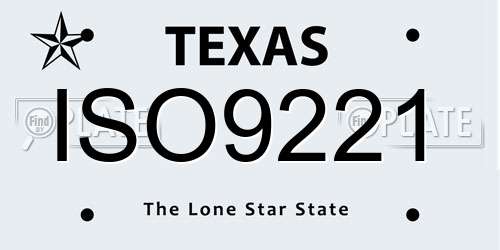 ISO9221 Texas License Plate