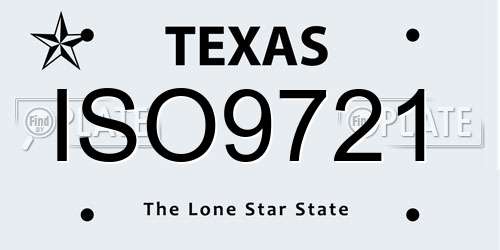 ISO9721 Texas License Plate