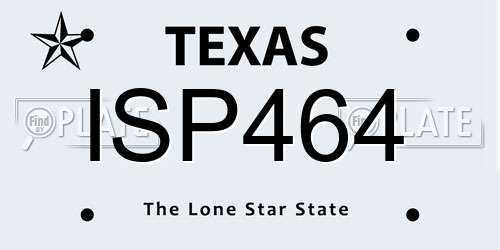 ISP464 Texas License Plate