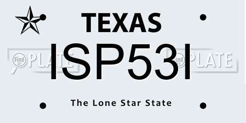 ISP53I Texas License Plate
