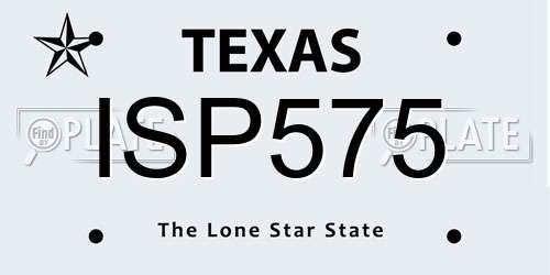 ISP575 Texas License Plate