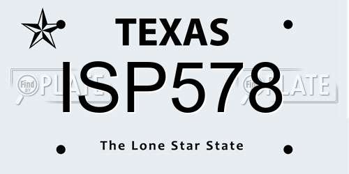 ISP578 Texas License Plate