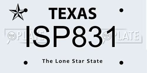 ISP831 Texas License Plate