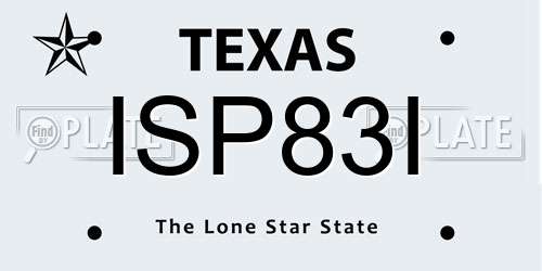 ISP83I Texas License Plate