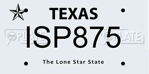 ISP875 Texas License Plate