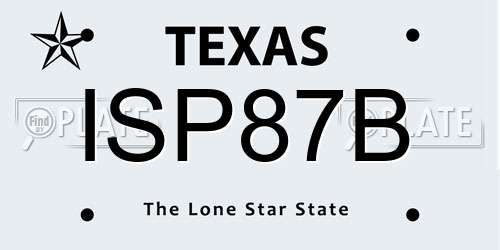 ISP87B Texas License Plate