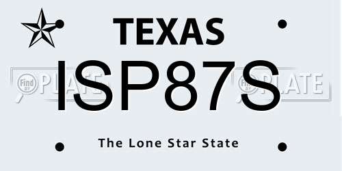 ISP87S Texas License Plate