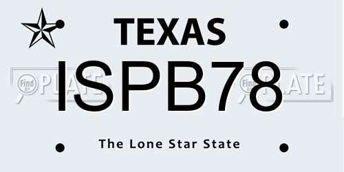 ISPB78 Texas License Plate