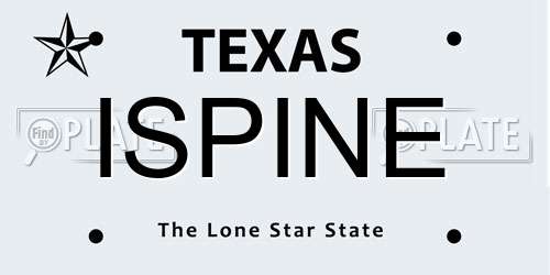 ISPINE Texas License Plate