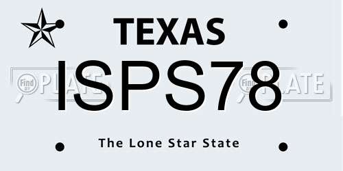 ISPS78 Texas License Plate