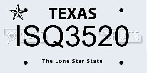 ISQ3520 Texas License Plate