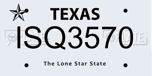 ISQ3570 Texas License Plate