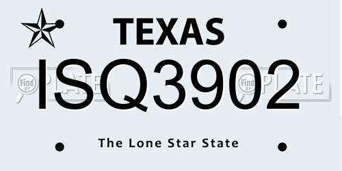 ISQ3902 Texas License Plate