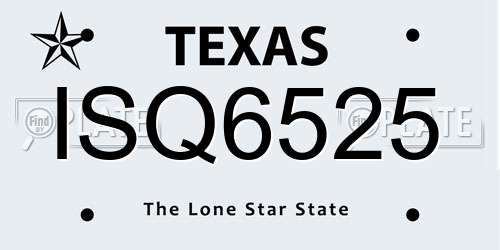 ISQ6525 Texas License Plate