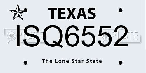 ISQ6552 Texas License Plate