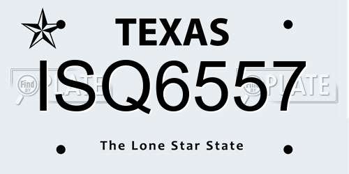 ISQ6557 Texas License Plate