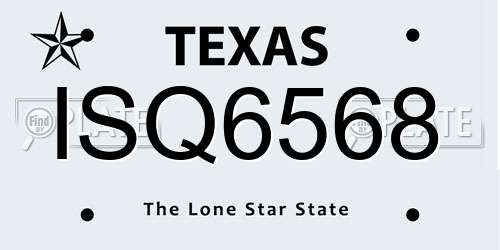 ISQ6568 Texas License Plate