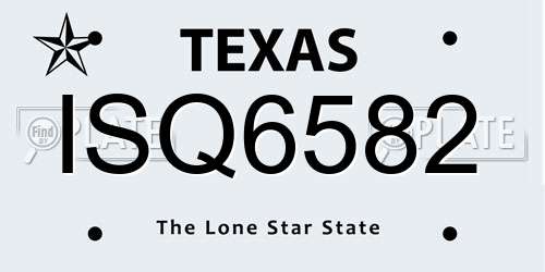 ISQ6582 Texas License Plate
