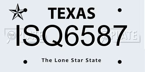ISQ6587 Texas License Plate
