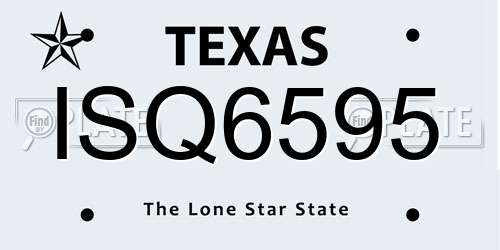 ISQ6595 Texas License Plate