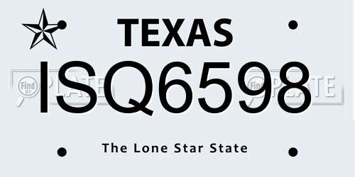ISQ6598 Texas License Plate