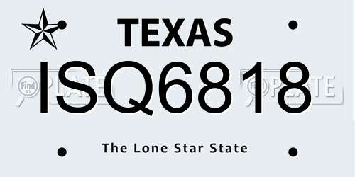 ISQ6818 Texas License Plate