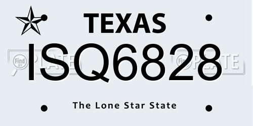 ISQ6828 Texas License Plate