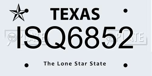ISQ6852 Texas License Plate