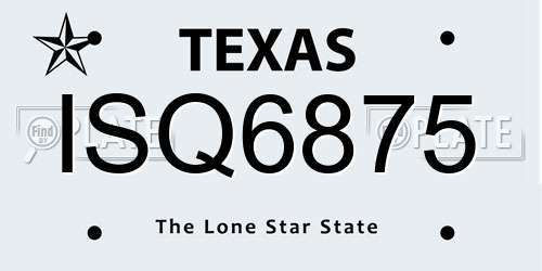 ISQ6875 Texas License Plate