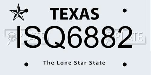 ISQ6882 Texas License Plate