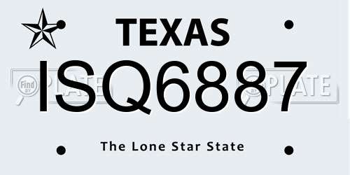 ISQ6887 Texas License Plate