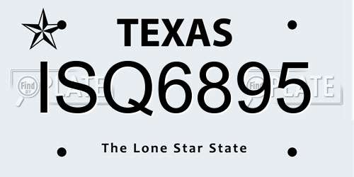 ISQ6895 Texas License Plate