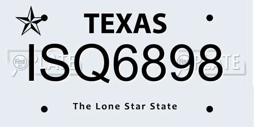 ISQ6898 Texas License Plate