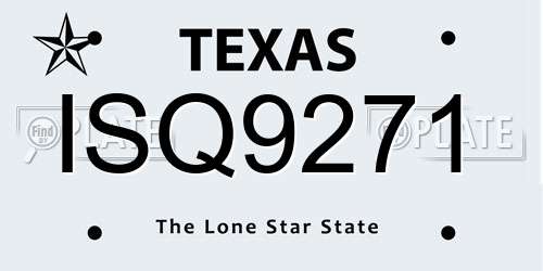 ISQ9271 Texas License Plate