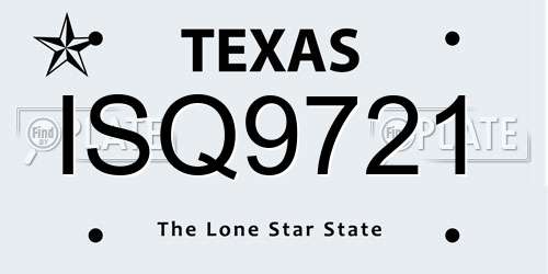 ISQ9721 Texas License Plate