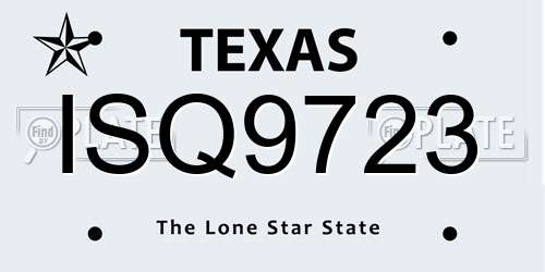 ISQ9723 Texas License Plate