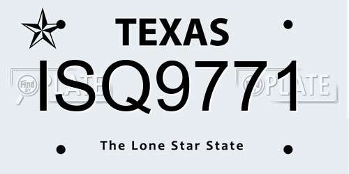 ISQ9771 Texas License Plate