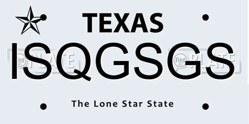 ISQGSGS Texas License Plate