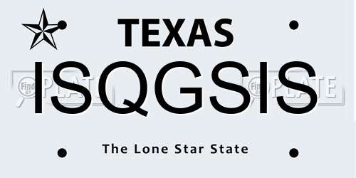 ISQGSIS Texas License Plate