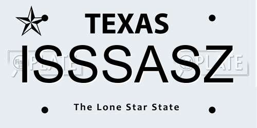 ISSSASZ Texas License Plate
