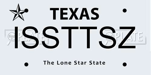 ISSTTSZ Texas License Plate