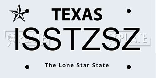 ISSTZSZ Texas License Plate