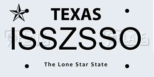 ISSZSSO Texas License Plate