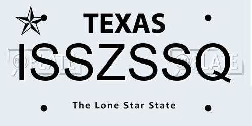 ISSZSSQ Texas License Plate