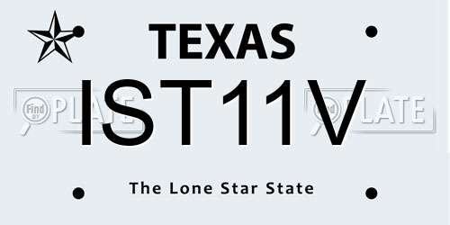 IST11V Texas License Plate