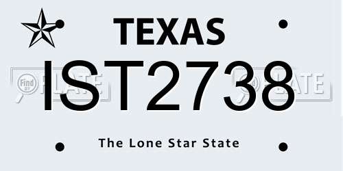 IST2738 Texas License Plate