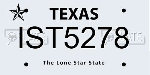 IST5278 Texas License Plate